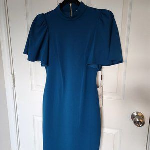 Calvin Klein Dress with flutter sleeves - cypress teal - size 6 with tags NWT